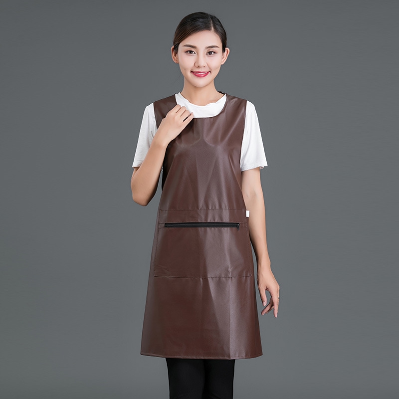 2022 PU leather  halter apron super market vegetable store milk tea apron