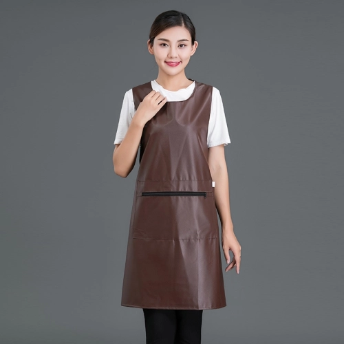 2025 PU leather halter apron super market vegetable store milk tea apron
