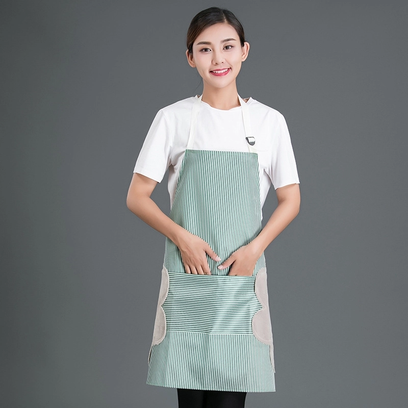2025 light green stripes halter apron vegetable store milk tea apron friut shop apron discount