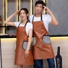 2022 pu leather fashion pure color halter apron kitchen apron