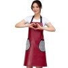 2022 pu leather fashion pure color halter apron kitchen apron