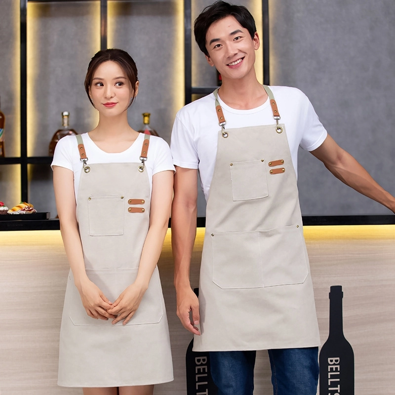 2025 fashion denim young  halter apron kitchen water proof apron uniform