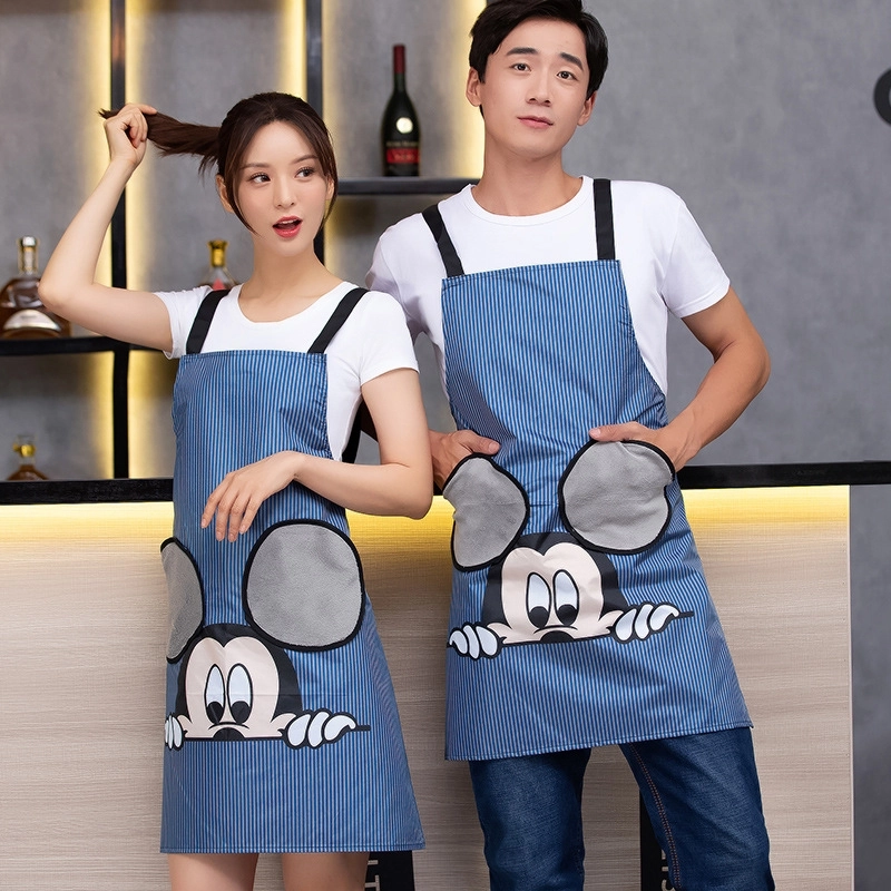 2025 Europe upgraded mickey cartoon halter apron cafe water proof apron uniform