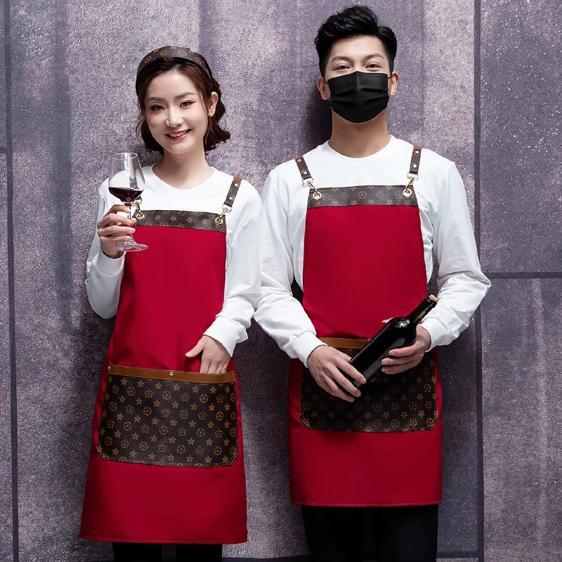 2025 Europe upgraded  canvas fabric pocket halter apron cafe waiter apron