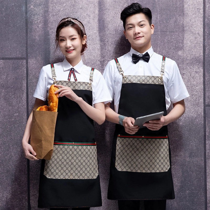 2025 Europe upgraded  canvas fabric pocket halter apron cafe waiter Nail Art apron