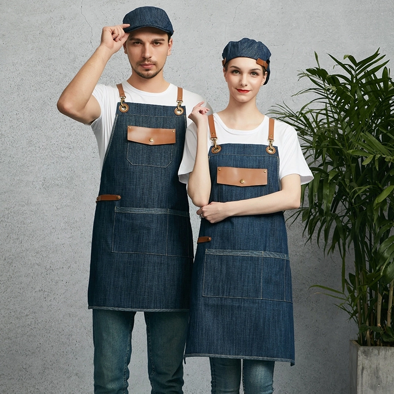 2025 Europe America fashion denim fruit store apron household halter apron cafe pub waiter  apron