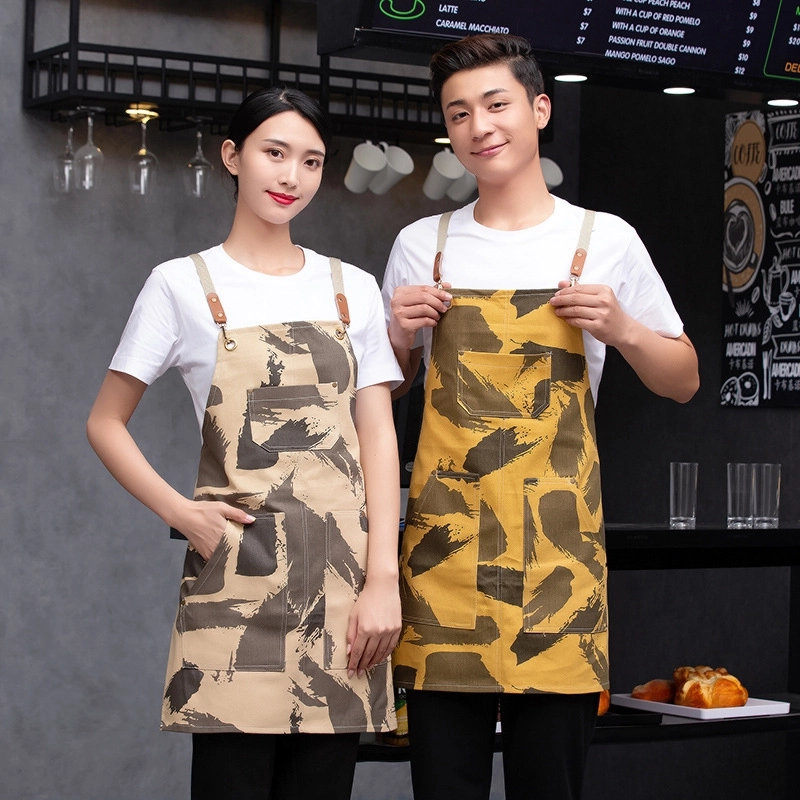 2025 camouflage printing work apron chef halter apron cafe pub waiter  apron