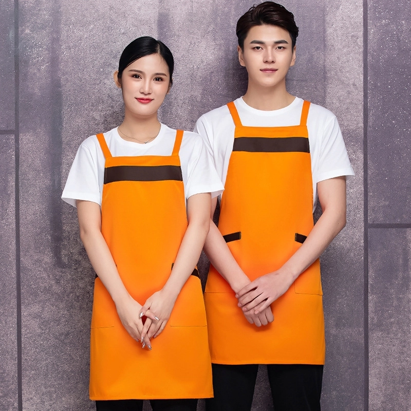 2025 high quality orange work apron chef halter apron  waiter  apron