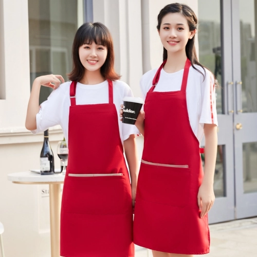 2025 simple large pocket breathable fabric restaurant apron chef halter apron working apron