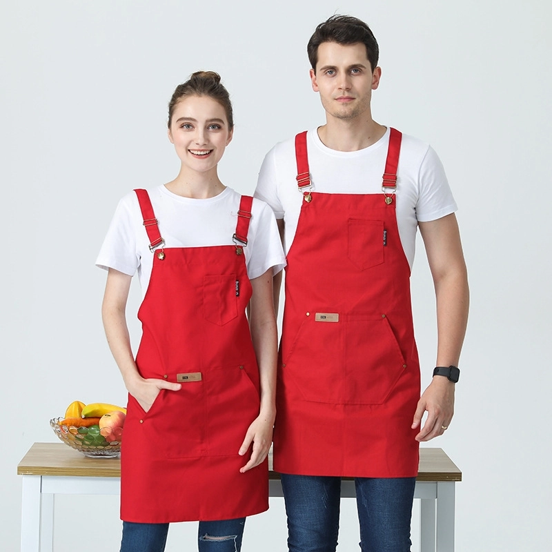 2025 fashion  canvas halter apron  fruit store apron caffee shop household apron custom logo supported