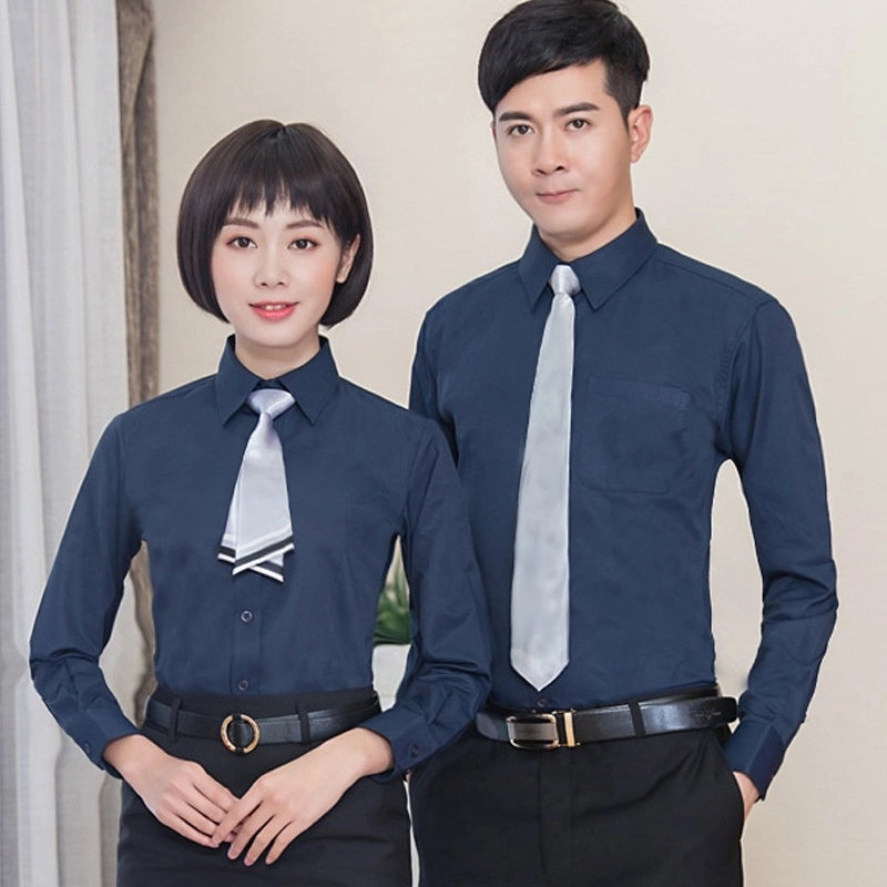 2025 fashion high quality breathable office work  shirt staff uniform women men shirt