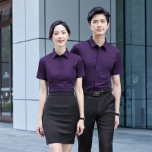 2022 summer short sleeve solid color office work  shirt  uniform for women men business shirt