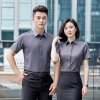 2022 short sleeve office business formal work  gray shirt for women men shirt discount
