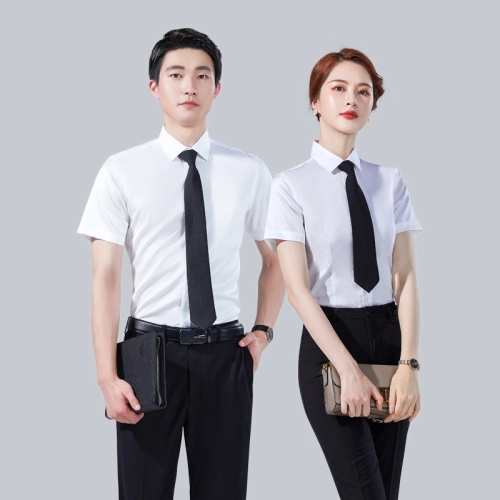 2025  upgrade short sleeve office business formal work  stripes shirt for women men shirt