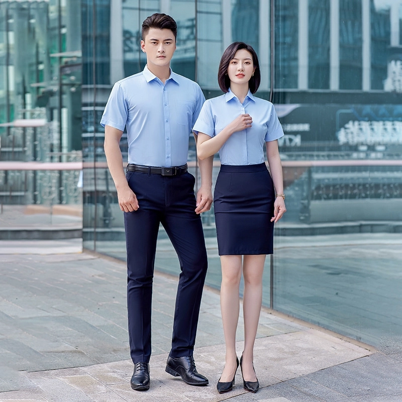 2025  fashion short sleeve office business  men  women shirt  uniform wholesale