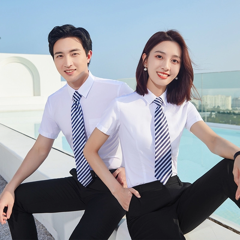 2025  fashion short sleeve office business  men  women shirt  uniform wholesale factory