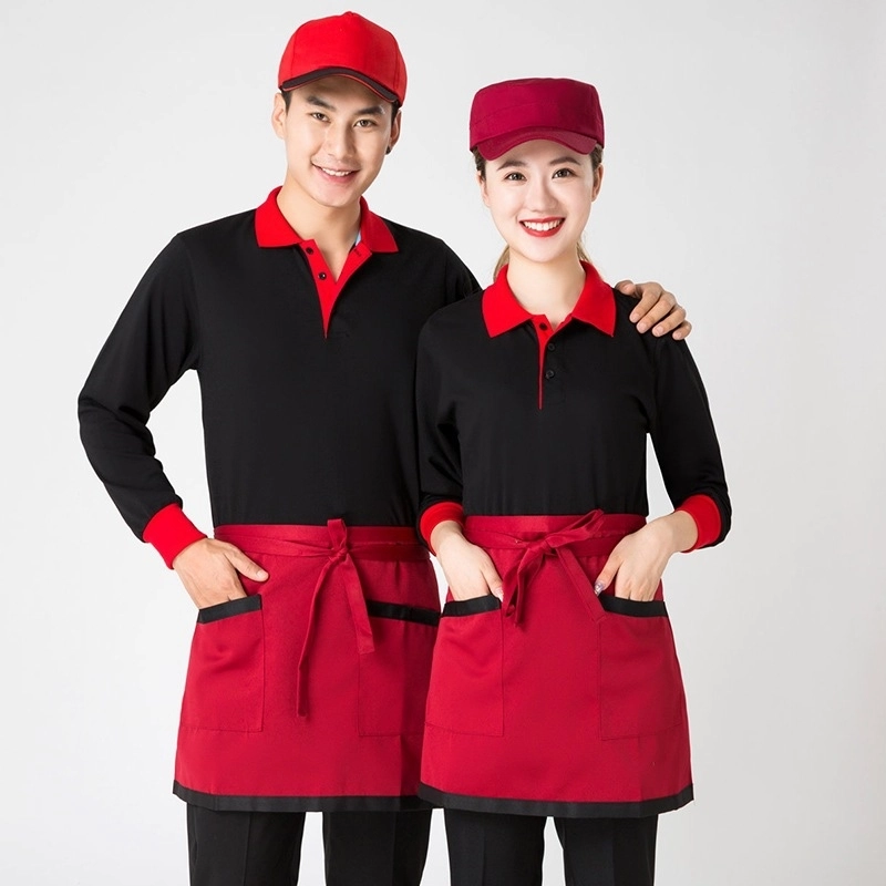 2025 classic long sleeve  tshirt workwear uniform wholesale price waiter t-shirt