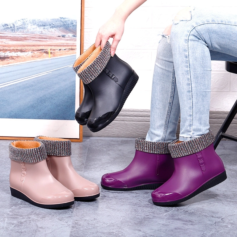 2025  new design autumn winter warm water proof low hem women rain boot