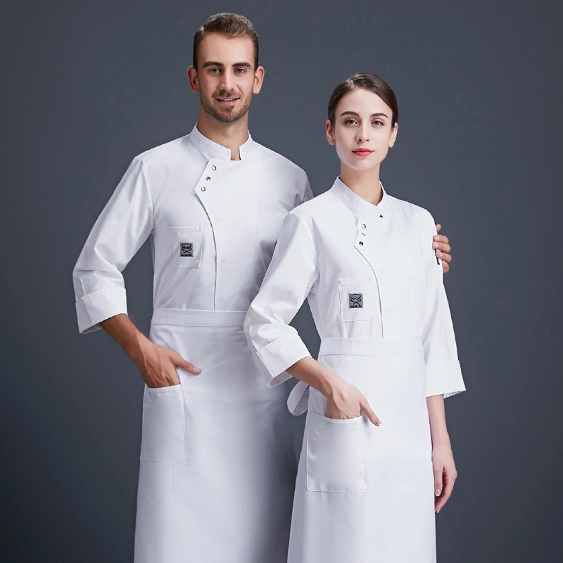 2025   Europe  design white color bread house baker cooking  coat  chef jacket uniform workwear
