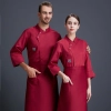 2022   Europe  design white color bread house baker cooking  coat  chef jacket uniform workwear Color Black