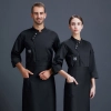 2022   Europe  design white color bread house baker cooking  coat  chef jacket uniform workwear Color Wine