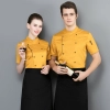 2022 short sleeve chef  coat double breasted button  chef jacket uniform workwear   cheap chef clothes Color color 4