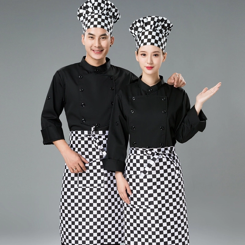 2025 black dual row buttons chef jacket uniform workwear baker  chef blouse jacket