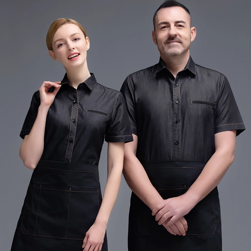 2025   spring short sleeve  tea house restaurant waitress waiter  jacket cafe house wait staf uniform