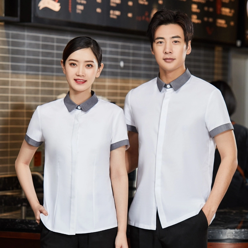 2025  Asian design short sleeve  tea house  waitress waiter jacket cafe  wait staf uniform discount
