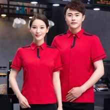 2022 Korea style young short sleeve  tea house/ hot pot waitress waiter jacket  wait staf uniform