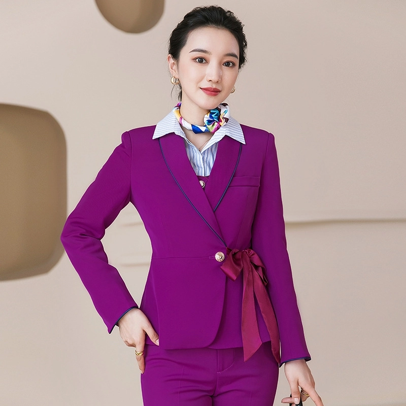 2025 fashion  upgrade slim fit business office women flight Attendant dress blazer Suits sales representative  suit