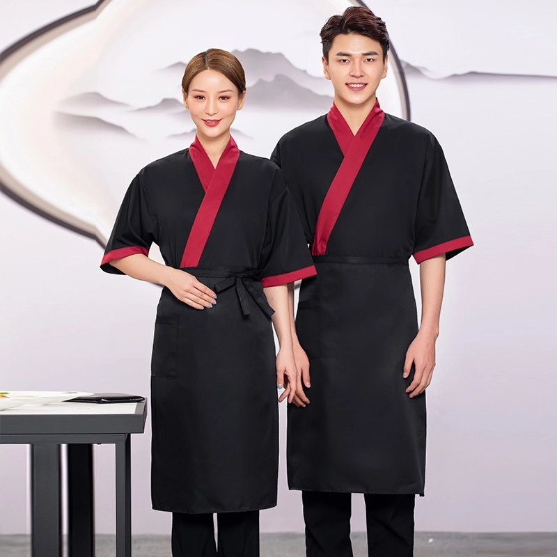 2025 Japanese style  short sleeve  tea house/ hot pot sushi kimono waitress waiter jacket  wait staf uniform