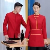 2022 Chinese design long sleeve  tea house/ hot pot  staff working wear waitress waiter jacket  wait staf uniform