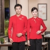 2022 Chinese design long sleeve  tea house/ hot pot  embroidery  waitress waiter jacket  wait staff blouse Color color 2