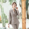 fashion  Korea slim fit upgrade lattice business office lady women suit female pant suit as uniform Color color 1