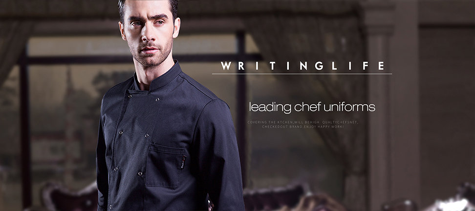 2016 fashion black color invisible button chef jacket workswear uniform