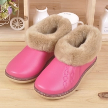 warm winter leather slippers shoes for women and men