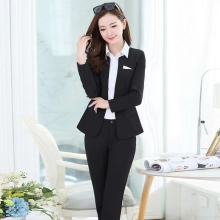 two buttons long sleeve lady pant suits for work