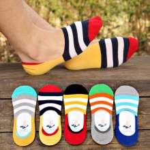 casual candy stripes anti creep man sock slipper