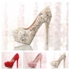 fashion grace pearl bead crystal shoes wedding bride shoes  pump