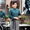 autumn Thailand vintage half sleeve waiter waitress shirts  Waiter 101 Color blackish green women