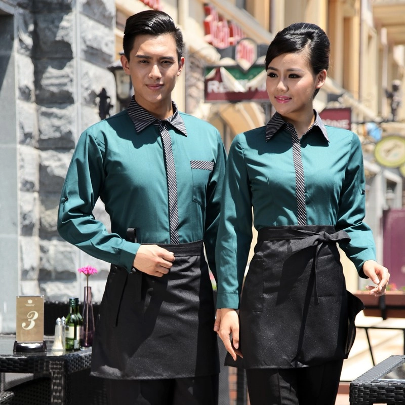 long sleeve hotel restaurant waiter waitress shirt,uniform work wear