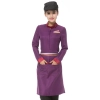 long sleeve Asian design hotel bar waiter waitress uniform Color women purple