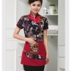 traditional Chinese style print waitress blouse apron uniform