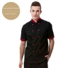 professional design double breasted coat uniform restaurant men women chef Color short sleeve wine(black collar)