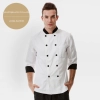 professional design double breasted coat uniform restaurant men women chef Color long sleeve white(black collar)