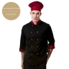 professional design double breasted coat uniform restaurant men women chef Color long sleeve wine(black collar)