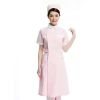 white collar short sleeve long coat for nurse hospital doctor Color Pink