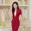 summer collarless thin formal work pant suits for women Color wine pant suits