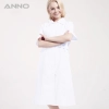 Europe short sleeve summer wing collar women doctor nurse coat Color White